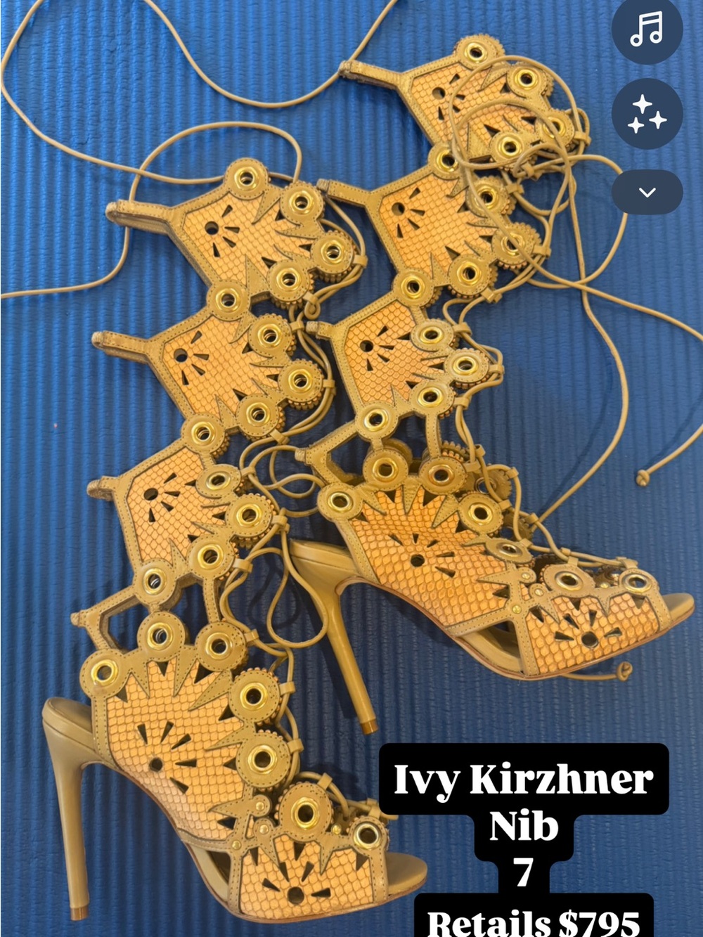 Ivy Kirzhner Mustard Yellow Lace-Up Cutout High Heels